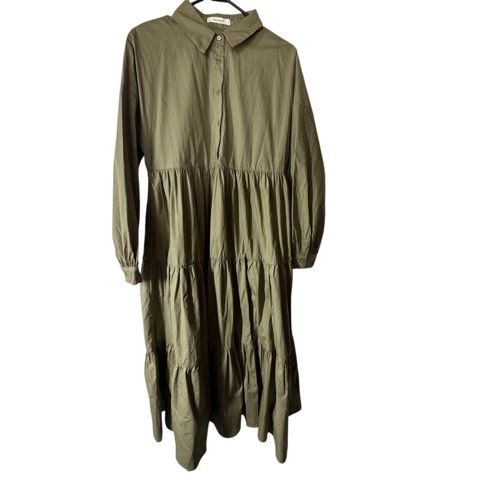 Idem ditto Dress Women's Small Cotton Tiered 3/4-Sleeve Shirt Cowgirl Folk